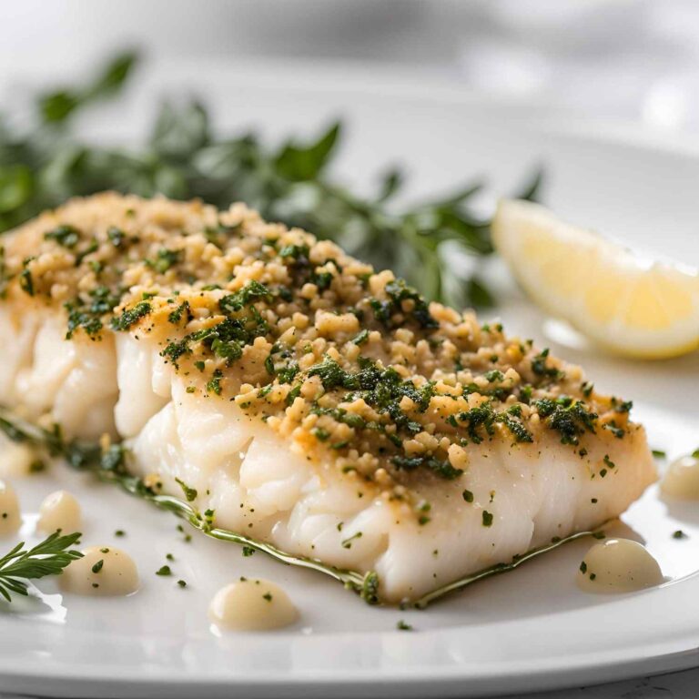 Baked Cod With Garlic Herb Crust